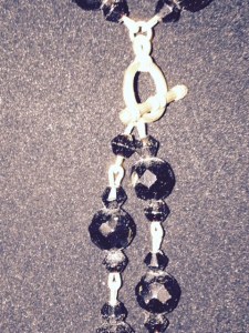 Necklace - black glass beads - close up