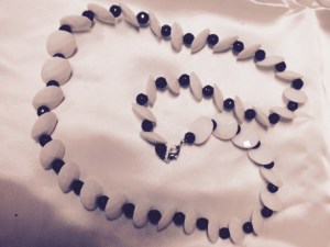 Necklace - black & white beads - 2