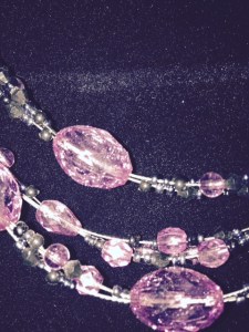 Necklace - purple glass beads - closeup
