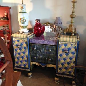Take a look at this amazing Harlequin-style bureau!