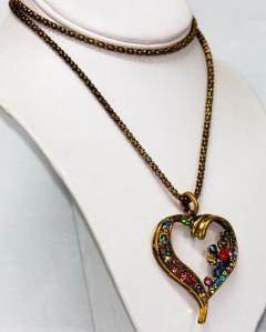 VINTAGE STYLE BRASS HEART SHAPE PENDANT