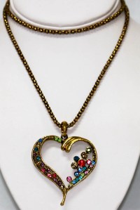 VINTAGE STYLE BRASS HEART SHAPE PENDANT