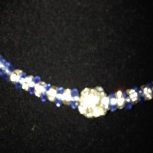 Choker - Blue Beads with Rhinestones $20 - close up - didn't come out well