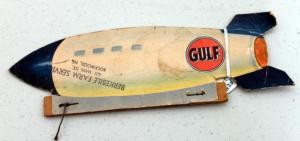 1950's Gulf Gas Advertising Zeppelin New High-Power Gulf No Knox Gas