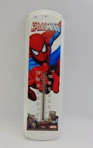 Marvel Amazing Spiderman Tin Thermometer. 17" long in new condition. Wall hanger.