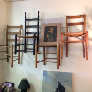 Wall Art Using Lovely Old Chairs - thanks to my ordinarily very black & white engineer husband John for the idea!