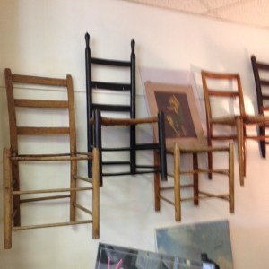 Wall Art Using Lovely Old Chairs - thanks to my ordinarily very black & white engineer husband John for the idea!