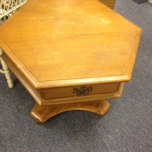 Pedestal Style Ethan Allen Coffee Table with Single Drawer