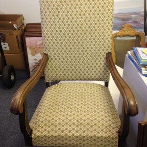 Chair, High Back - Yellow Patterned Upholstery