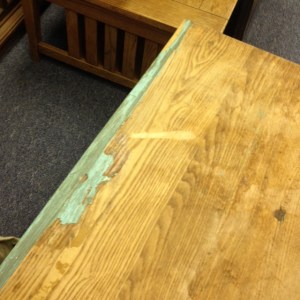 Chest, 2 Drawers & Cabinet - green paint on surface, 2