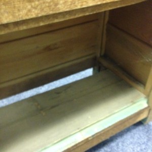 Chest, 2 Drawers & Cabinet - inside chest, showing missing piece