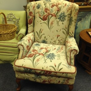 Chippendale Style Floral Wingback Chair 