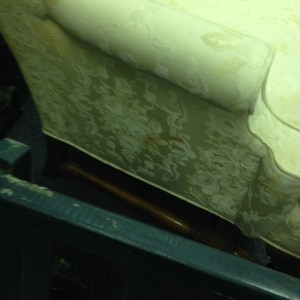 Chair, Chippendale Wing Back - White, showing dirt smudge