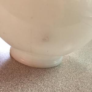Vintage Milk Glass "Bar" Globe. 6". A great retro look! This shows the nick or flaw on the side, bottom.