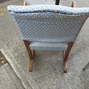 Rocker in Blue, showing the back of the chair